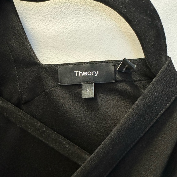 Black v-neck Theory jumpsuit with drawstring belt - Picture 5 of 5